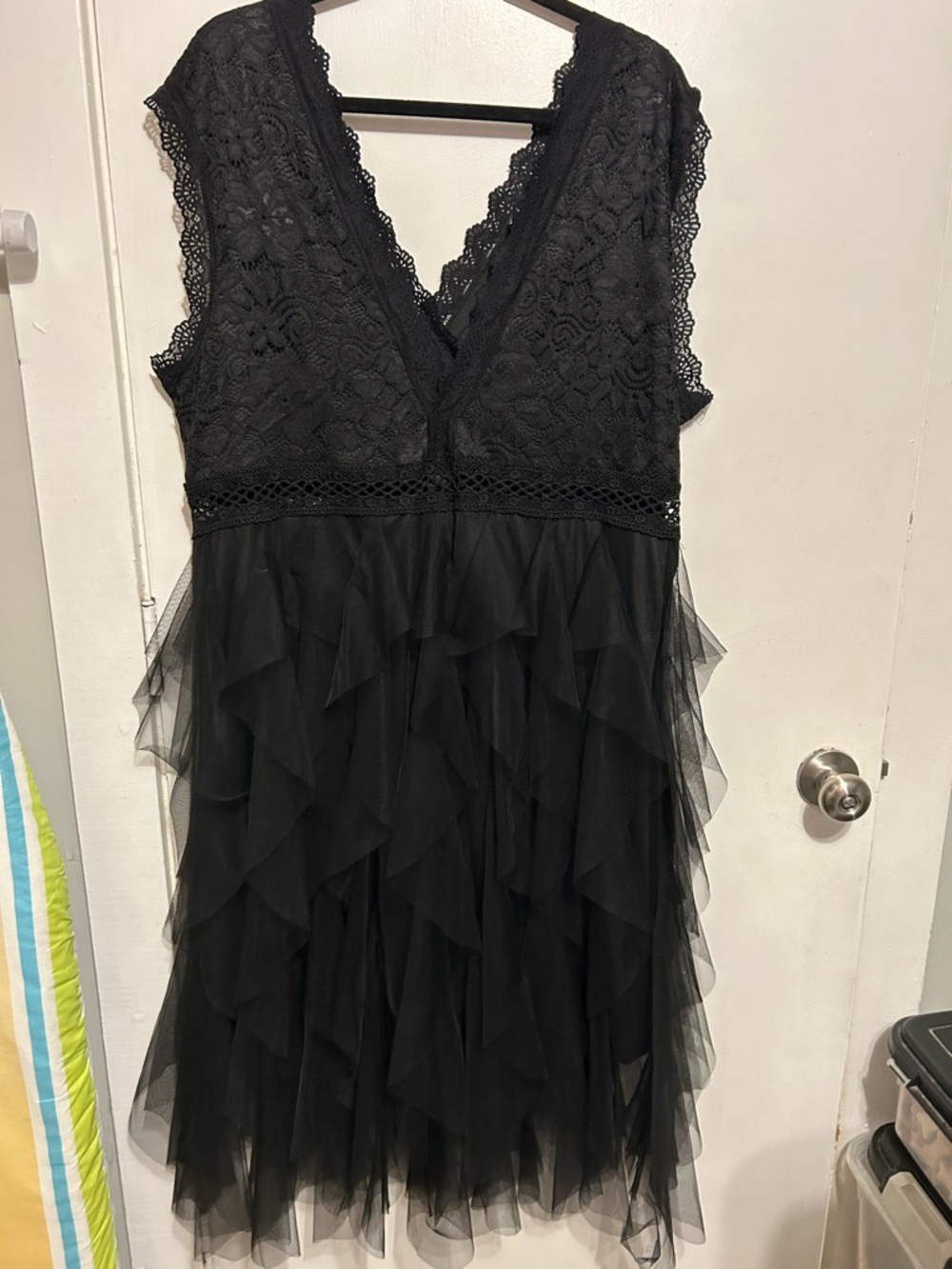 SHEIN Black Curve 4XL Layered Lace & Tulle Dress